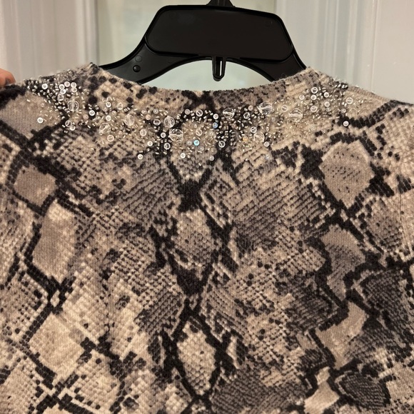 ROBERT RODRIGUEZ Grey Ivory/ Ivory Cashmere Bead / Python Sweater Cardigan - Picture 10 of 12